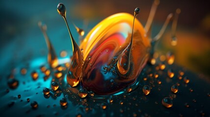 Imaginative droplet colorful cartoon creature design illustration picture AI generated art - obrazy, fototapety, plakaty
