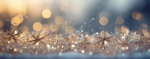 Deurstickers  Frozen snowflakes on the window glass. Beautiful Christmas background. © Jasmina