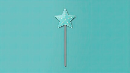  a star shaped cake topper sitting on top of a blue table.  generative ai