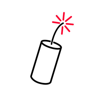 Firecracker vector icon with line drawing style. Fataka vector icon.