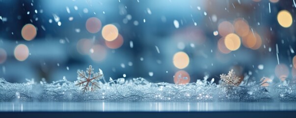 Obraz na płótnie Canvas Frozen snowflakes on the glass. Beautiful Christmas background.