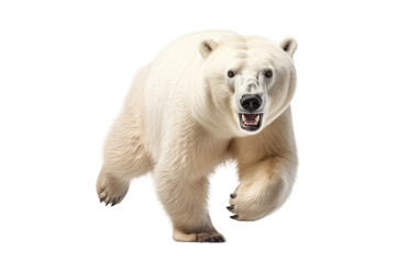 Obraz premium Polar Bear Running From Hunter with Passion on a Clear Surface or PNG Transparent Background.