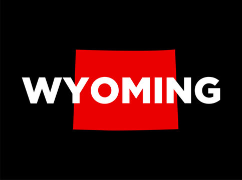 Wyoming USA state map typography with state map icon.