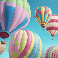 Obraz premium colorful hot air balloons against isolated color background abstract balloon art poster