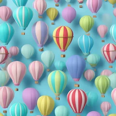 Cercles muraux Montgolfière colorful hot air balloons against isolated color background abstract balloon art poster