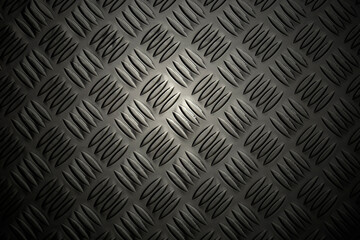 Close-up of a sheet of aluminium checker plate. Industrial material background concept. With lighting effect