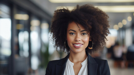 Obraz premium Portrait of a Black Businesswoman in Business Attire