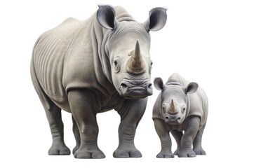 Rhino Running Wild with Love on a Clear Surface or PNG Transparent Background.