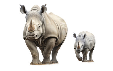 Fototapeta premium Rhino In the Heart of the Wild Love on a Clear Surface or PNG Transparent Background.