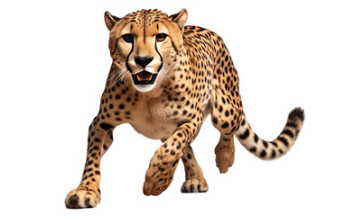 Cheetah Running From Hunter with Passion on a Clear Surface or PNG Transparent Background.