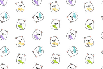 Kawaii polar bears on seamless pattern. Squishmallow. Background. Kawaii, vector