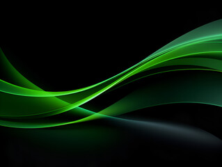 Naklejka premium Abstract 3d smooth neon green wave on black background