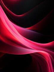 Abstract 3d smooth neon pink wave on black background