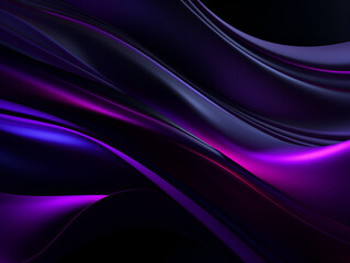 Abstract 3d smooth neon purple wave on black background
