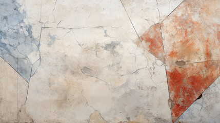 Cracked ancient wall painting, old fresco texture background, vintage theme