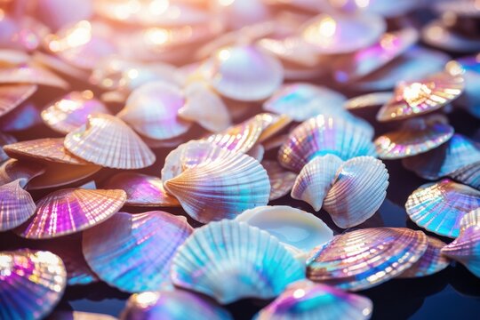 luxurious background. elegant poster. pearlescent sea shells