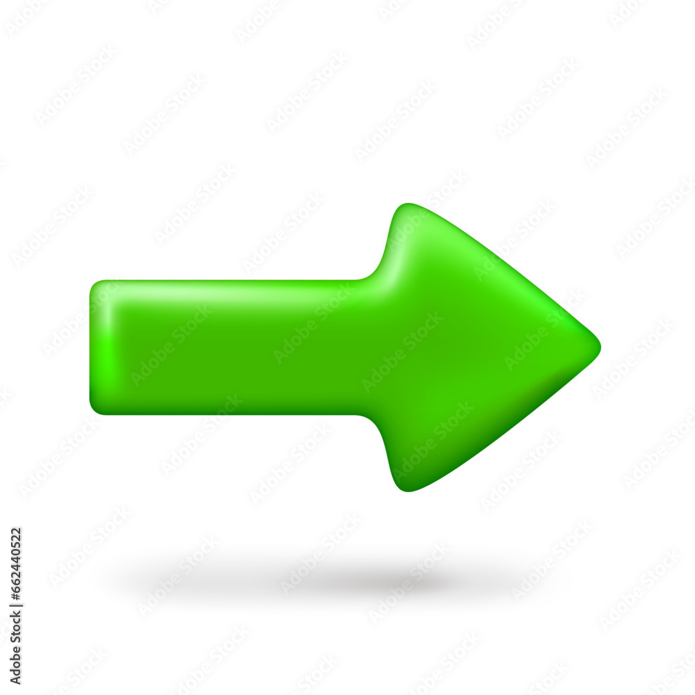 Poster Green forward arrow realistic sign. 3d vector element