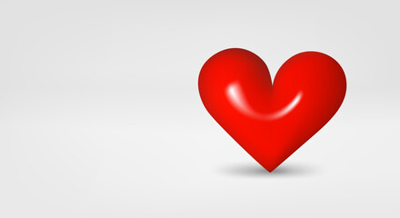 Red heart. 3d vector banner with copy space