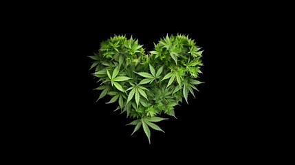 Marijuana Cannabis lants in the shape of a  decorative heart - obrazy, fototapety, plakaty