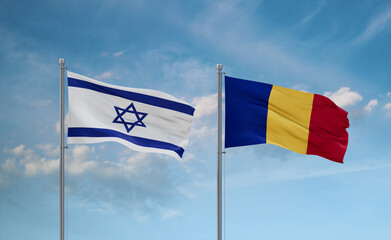 Chad and Israel flags, country relationship concept
