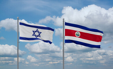 Costa Rico and Israel flags, country relationship concept