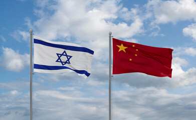 China and Israel flags, country relationship concept