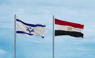 Egypt and Israel flags, country relationship concept