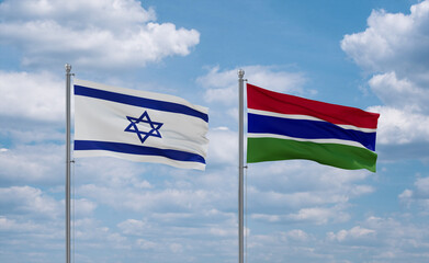 Gambia and Israel flags, country relationship concept