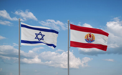 Israel and French Polynesia flags, country relationship concept