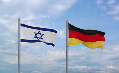 Germany and Israel flags, country relationship concept