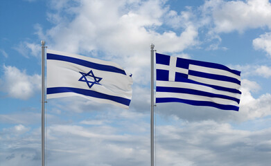 Greece and Israel flags, country relationship concept