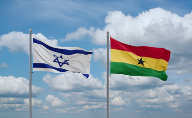 Ghana and Israel flags, country relationship concept