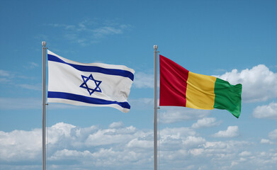 Guinea and Israel flags, country relationship concept