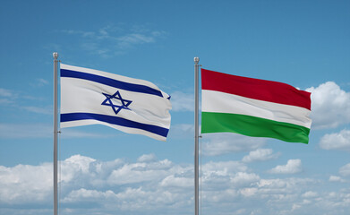 Hungary and Israel flags, country relationship concept