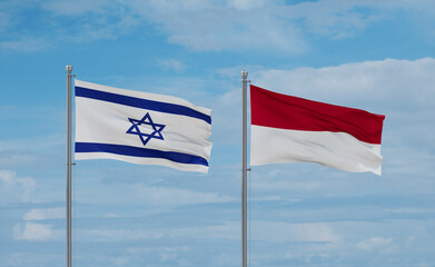 Indonesia and Israel flags, country relationship concept