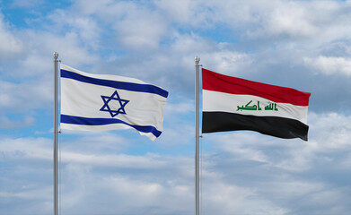 Iraq and Israel flags, country relationship concept