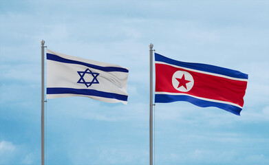 North Korea and Israel flags, country relationship concept