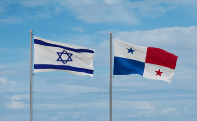 Panama and Israel flags, country relationship concept