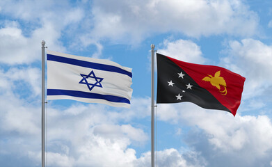 Papua New Guinea and Israel flags, country relationship concept
