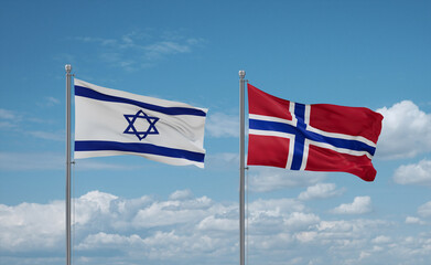 Norway and Israel flags, country relationship concept