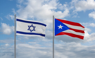 Puerto Rico and Israel flags, country relationship concept