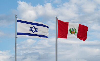 Peru and Israel flags, country relationship concept
