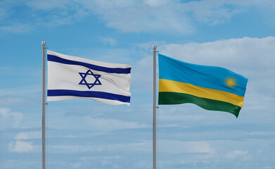 Rwanda and Israel flags, country relationship concept