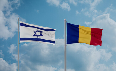 Romania and Israel flags, country relationship concept
