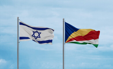 Seychelles and Israel flags, country relationship concept