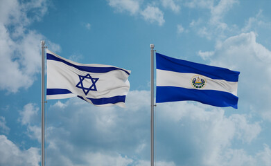 Salvador and Israel flags, country relationship concept