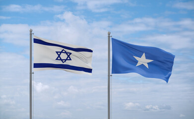 Somalia and Israel flags, country relationship concept