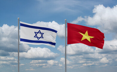 Vietnam and Israel flags, country relationship concept