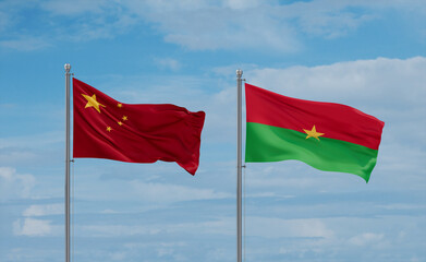 Burkina Faso and China flags, country relationship concept