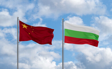 Bulgaria and China flags, country relationship concept